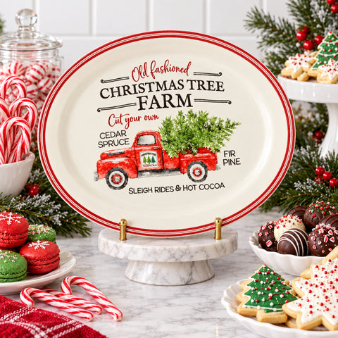 Christmas Tree Farm 16 Inch Serving Platter