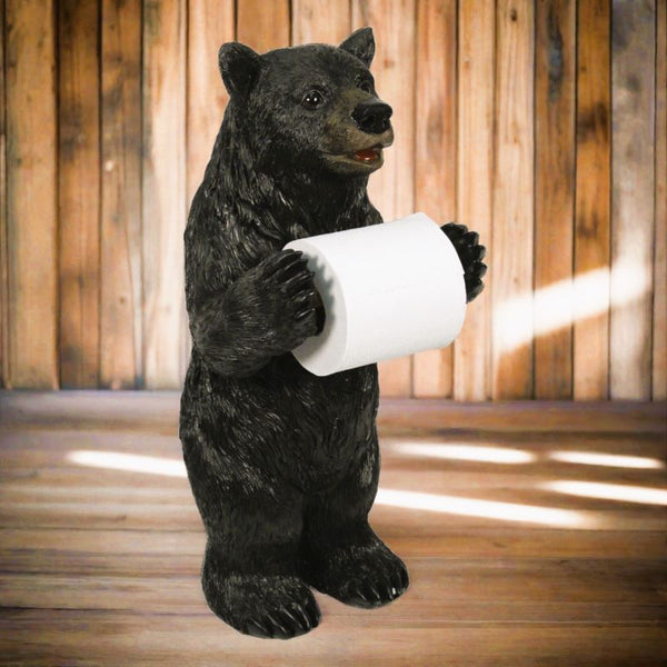 black bear standing toilet tissue holder