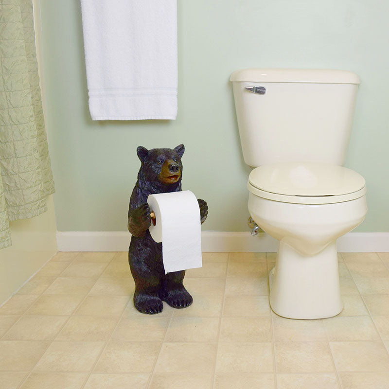 black bear standing toilet tissue holder