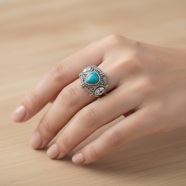 blue topaz and turquoise ring