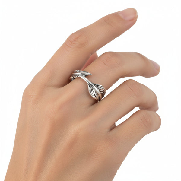 silver feather wrap ring