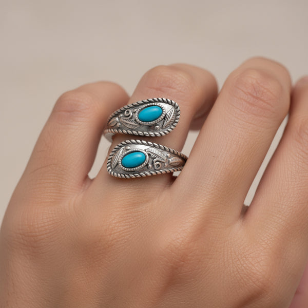 silver turquoise wrap ring