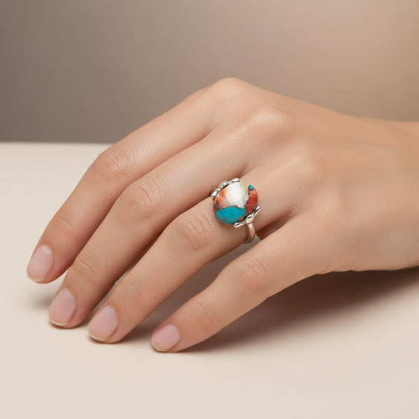 spiny oyster and turquoise ring