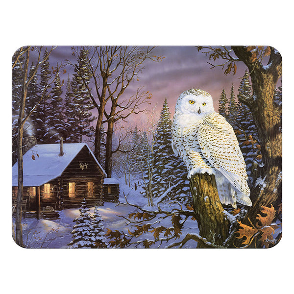 snowy owl glass cutting board