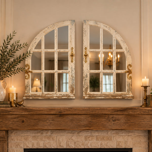 arched window panes wall mirrors