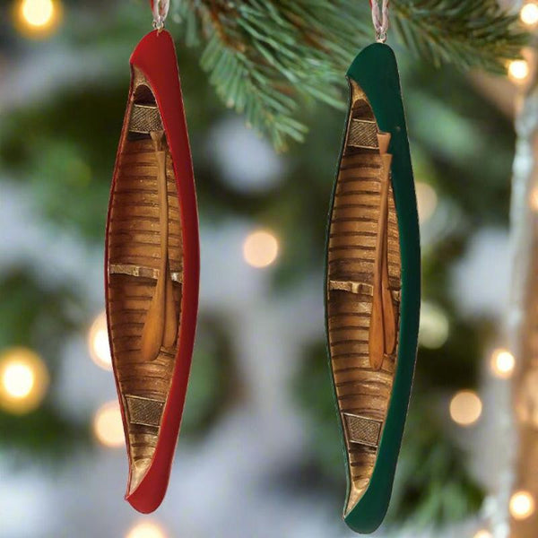 miniature vintage canoe christmas ornaments set of 2