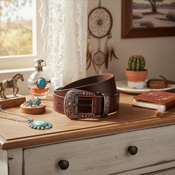 copper flourishes western buckle