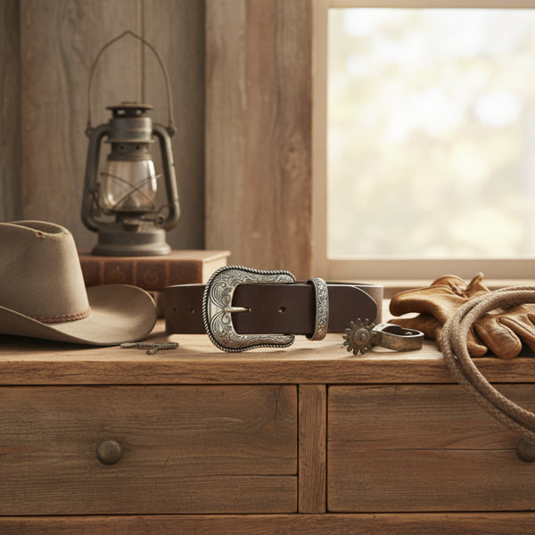 rope edged western belt buckle