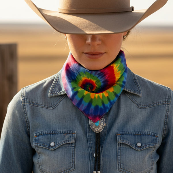 rainbow tie dyed bandana scarf