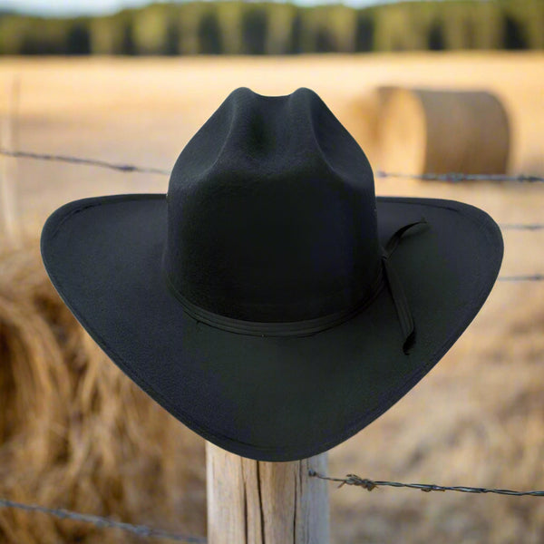 solid black felt finish cattleman western hat