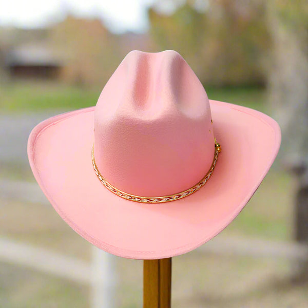 pink felt finish western cattleman hat