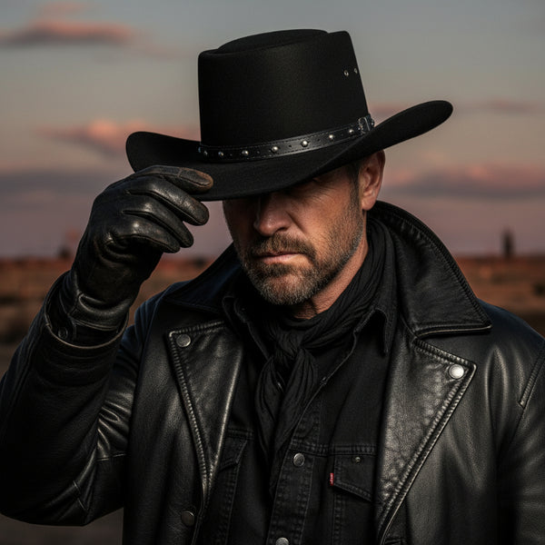 black felt finish western gambler hat