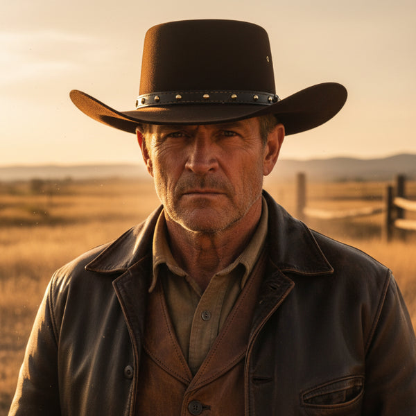 brown felt finish western gambler hat