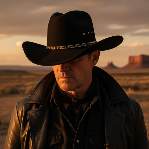 Black Felt Finish Pinch Front Western Hat