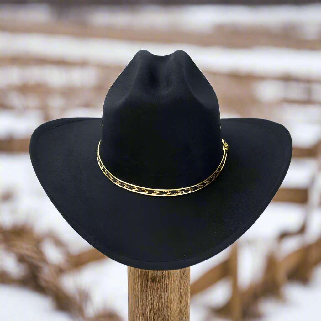 Black Felt Finish Western Cattleman Hat