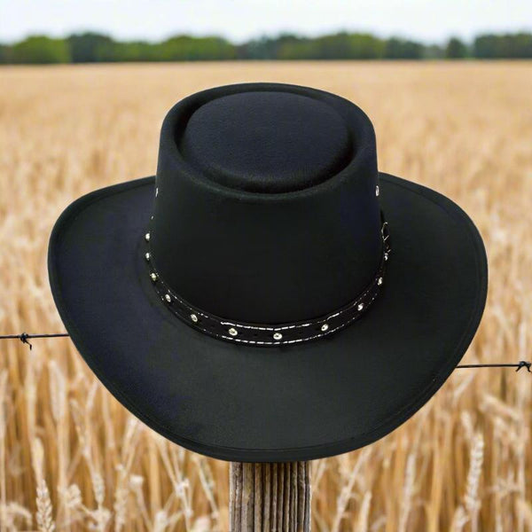 black felt finish western gambler hat