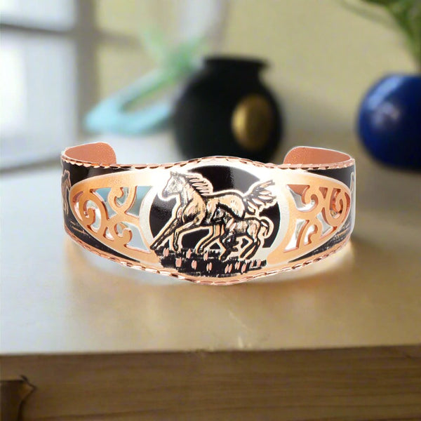 horse and colt twilight copper cuff bracelet