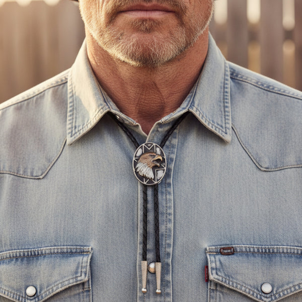 tri-color eagle head bolo tie