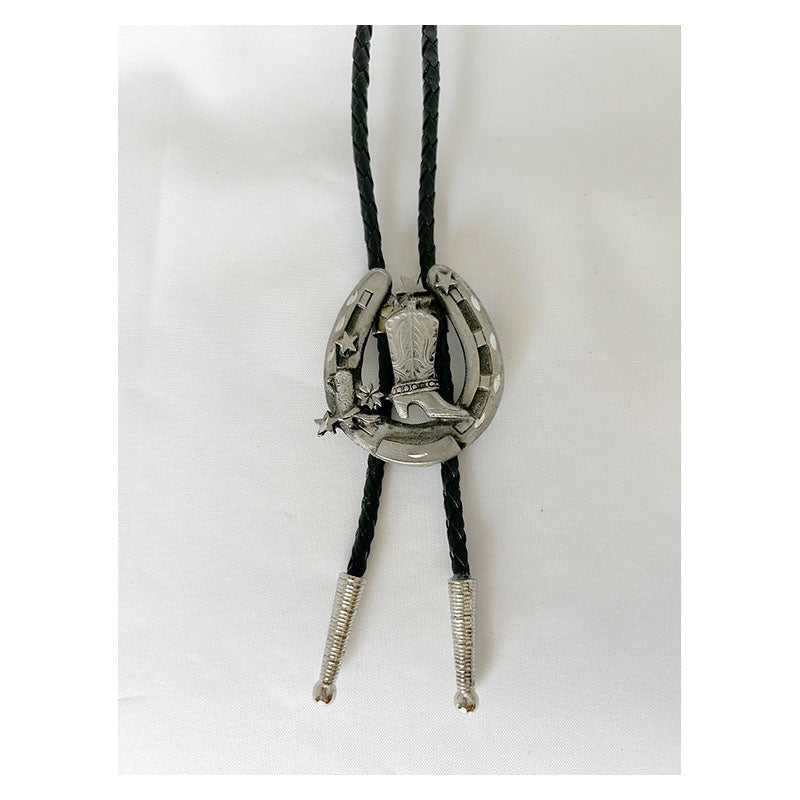 cowboy boot and horseshoe bolo tie