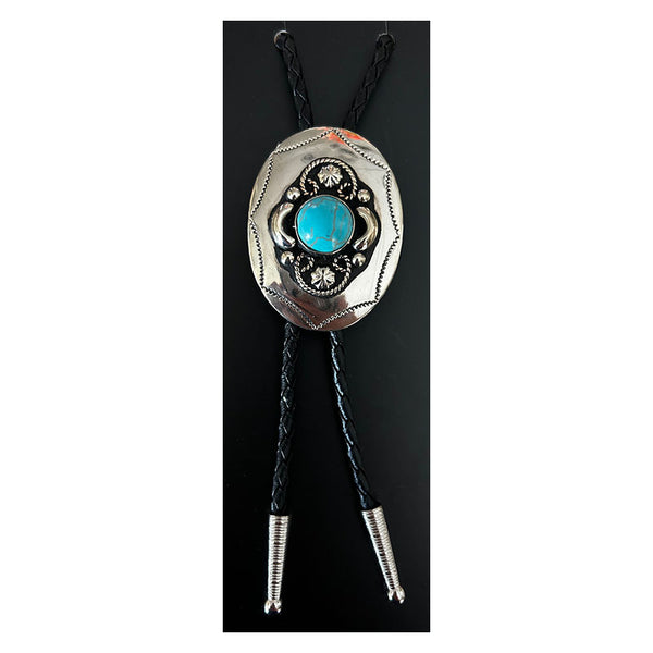 german silver with turquoise bolo tie