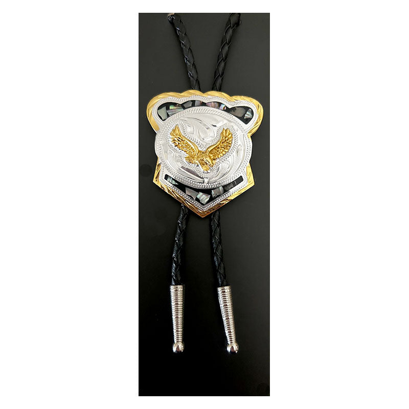 german silver and abalone eagle bolo tie