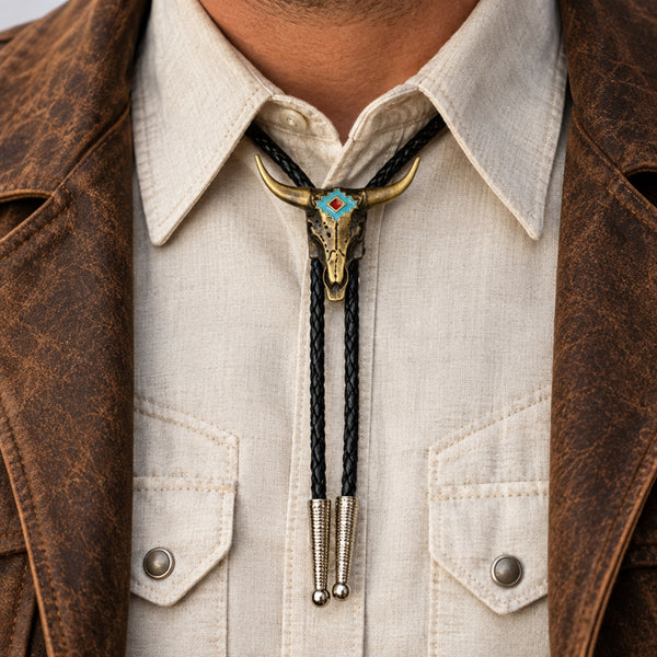 longhorn vintage brass bolo tie