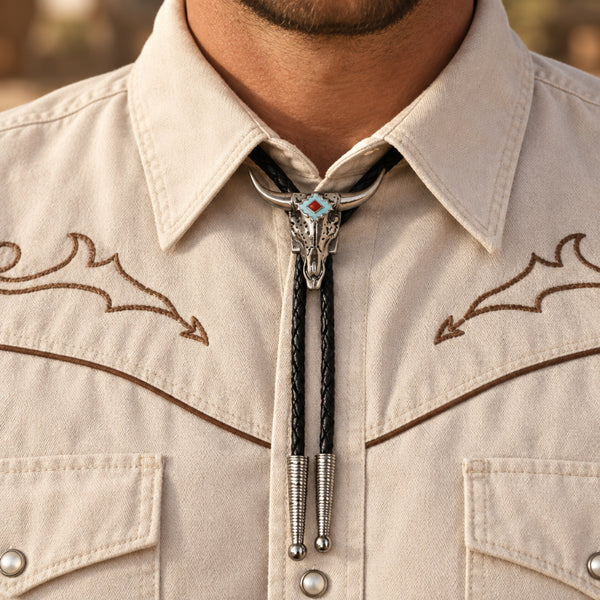 silver longhorn bolo tie