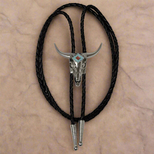 silver longhorn bolo tie