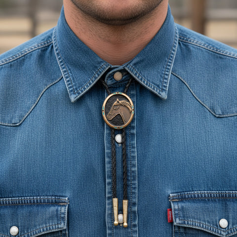 Horse Head Vintage Copper Bolo Tie