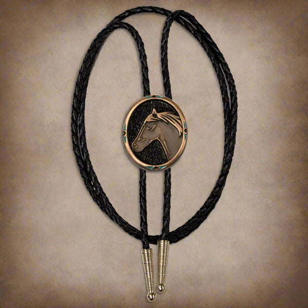 horse head vintage copper bolo tie