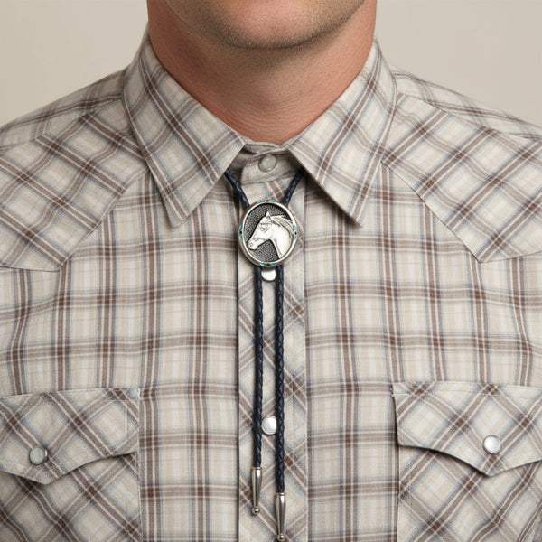 horse head silver bolo tie