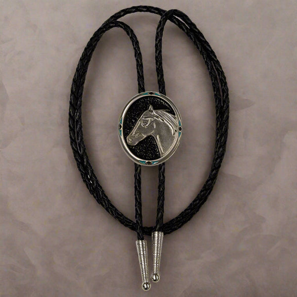 horse head silver bolo tie