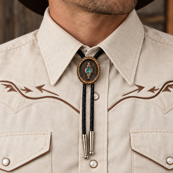 aztec vintage copper bolo tie