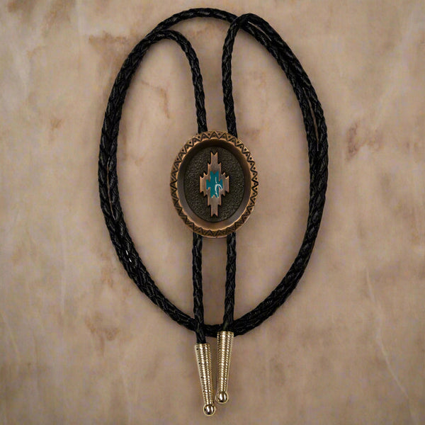 aztec vintage copper bolo tie