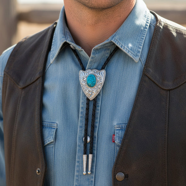 turquoise arrowhead bolo tie