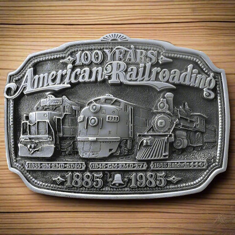 100 Years American Railroading Pewter Belt Buckle
