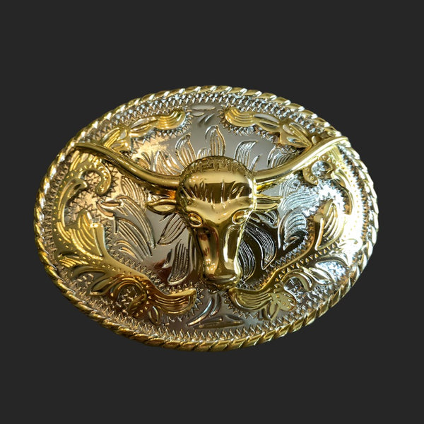 longhorn oval rodeo buckle