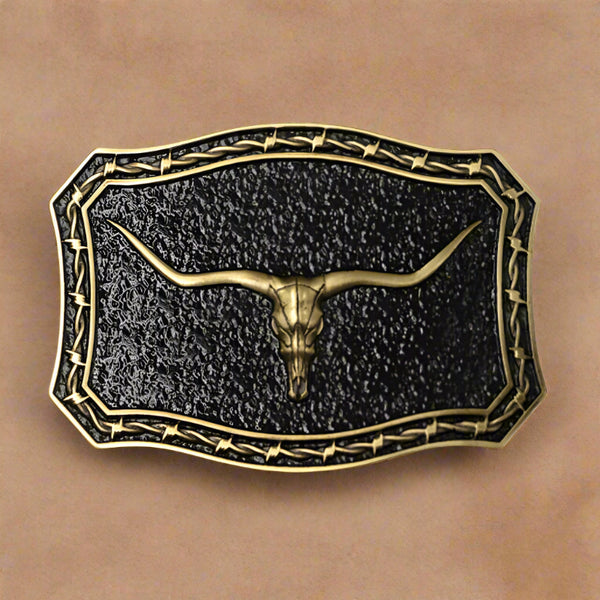 longhorn vintage brass western buckle
