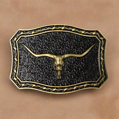 Longhorn Vintage Brass Western Buckle