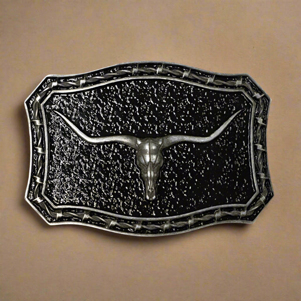 longhorn vintage silver western buckle