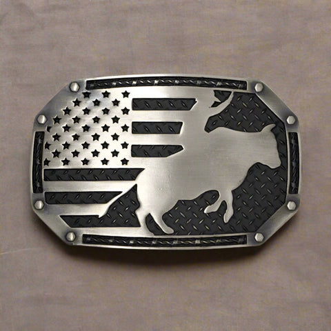 American Bull Rider Vintage Brushed Silver Buckle