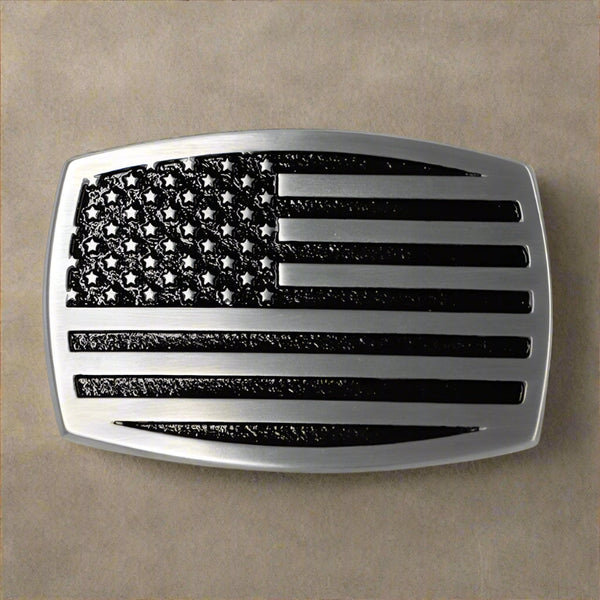 american flag brushed metal buckle