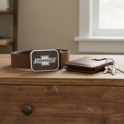 Chevy Bowtie Black Walnut Belt Buckle