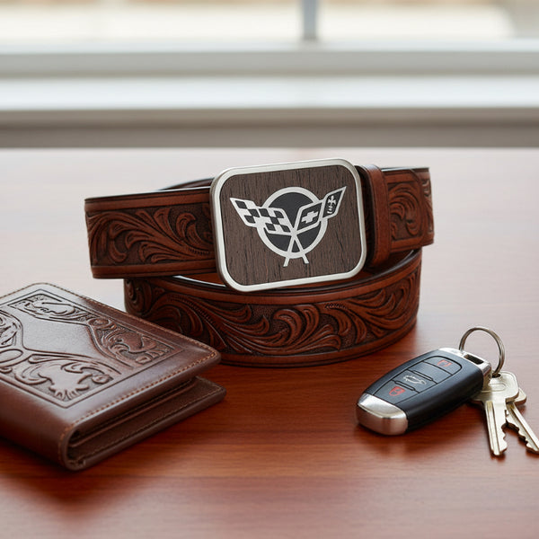corvette black walnut belt buckle