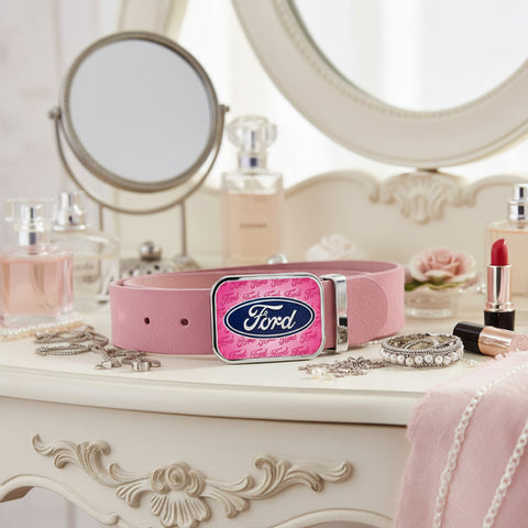 Ford Oval Logo Pink Belt Buckle