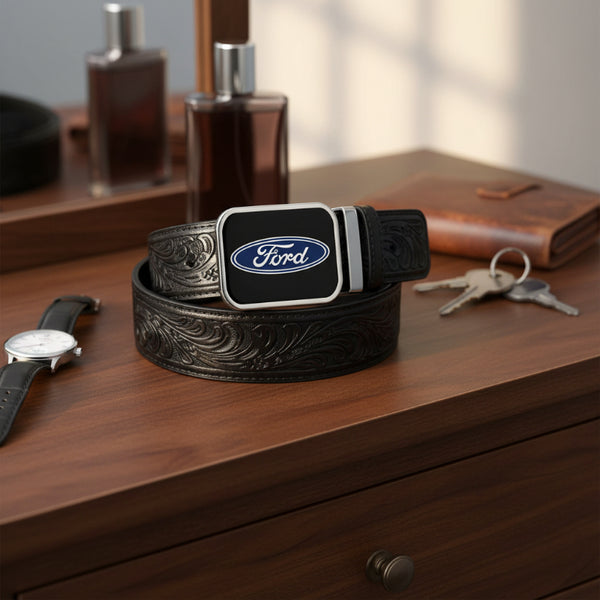 ford oval logo black belt buckle