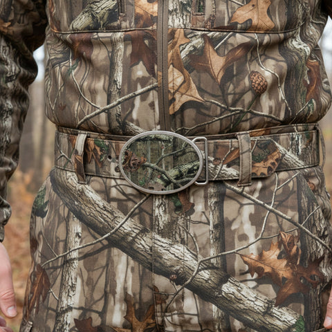 Mossy Oak Infinity Chrome Oval Belt Buckle