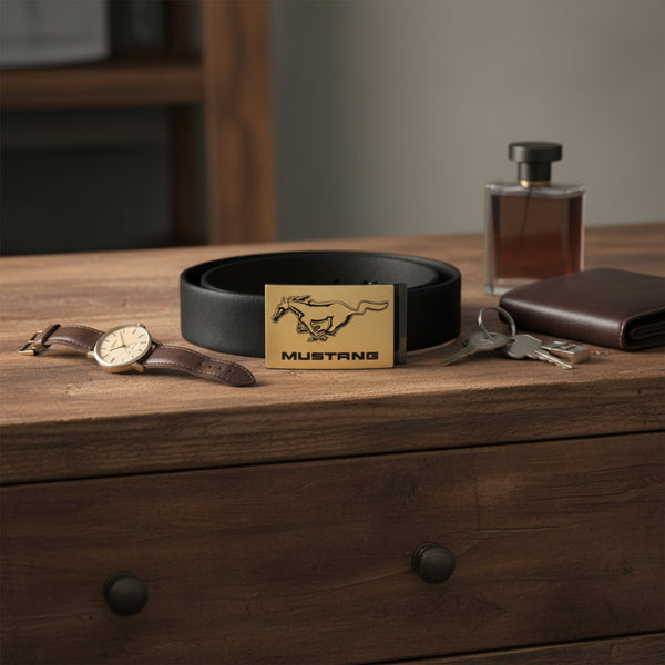 ford mustang gold belt buckle