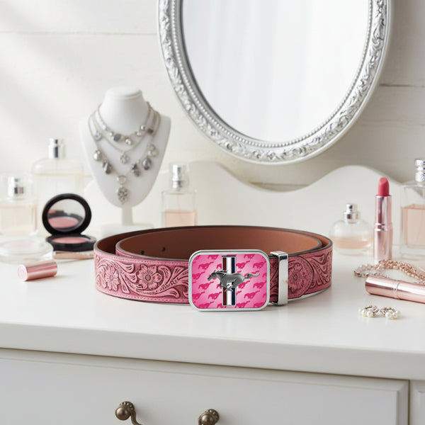 ford mustang pink belt buckle