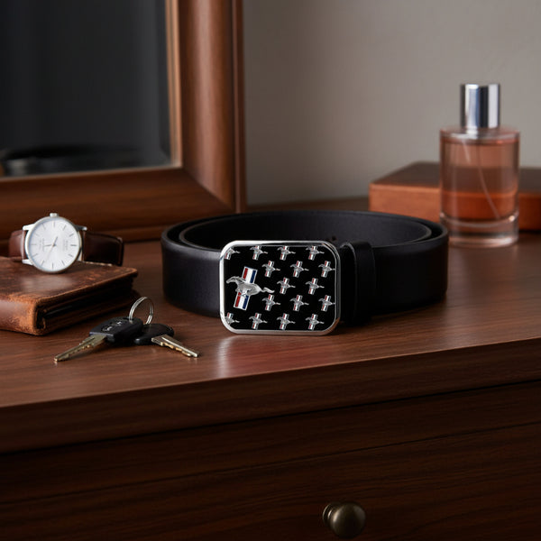 ford mustang repeat black belt buckle